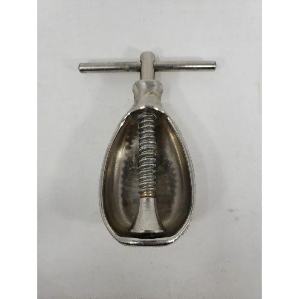 Vintage Nut Cracker Screw Type T-Handle Pineapple Shaped All Metal HMQ Style